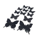Set 12 bucati, fluturi cu adeziv, decoratiuni casa sau evenimente, culoare negru, A37